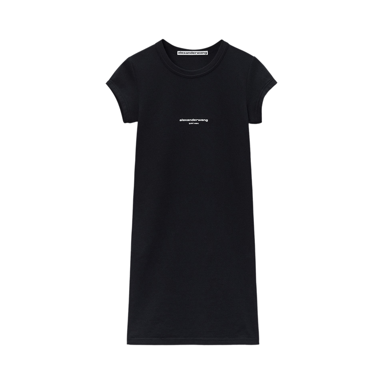 Alexander Wang Logo Fitted Short Sleeve Mini Dress 'Black'