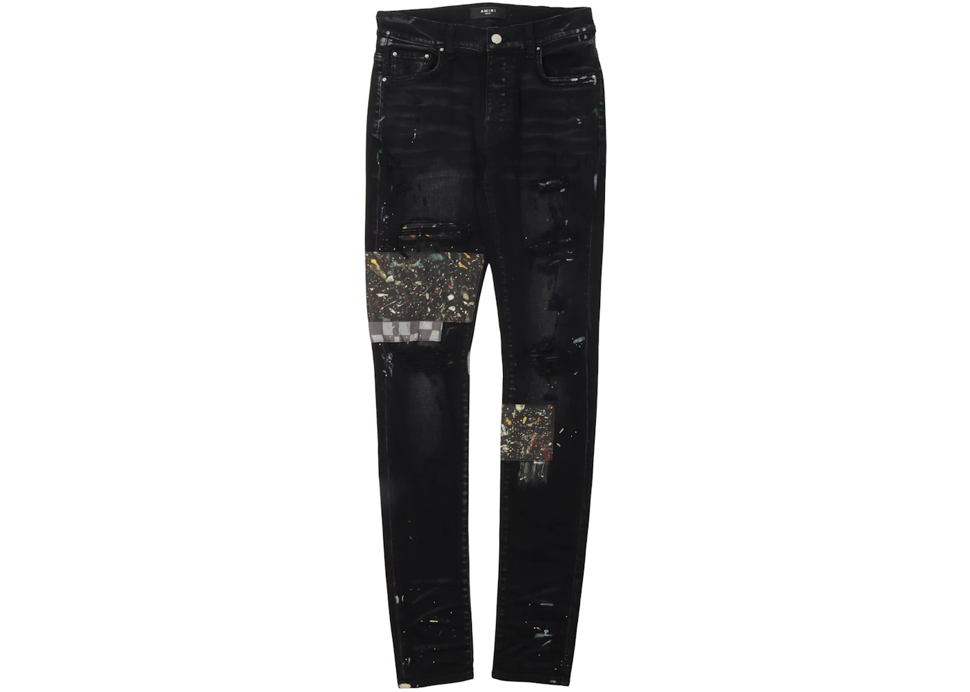 AMIRI Paint Splatter Patched Jeans Aged Black