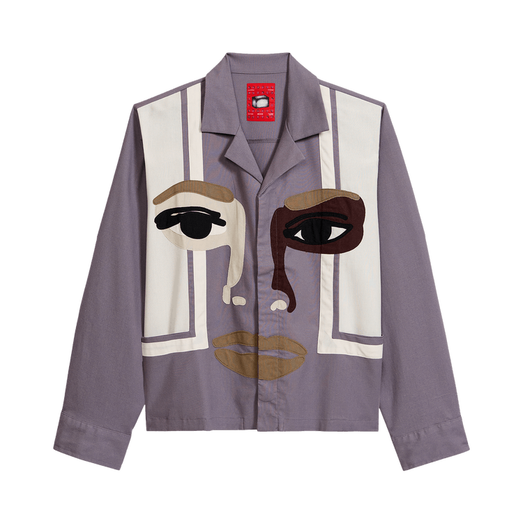 KidSuper Face Camp Collar Button Up Long-Sleeve 'Plum'