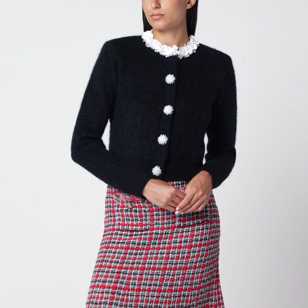Self-Portrait Textured Button Cardigan