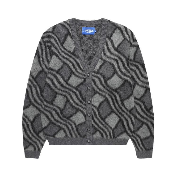 Awake NY Wavy Jacquard Cardigan 'Charcoal/Grey'
