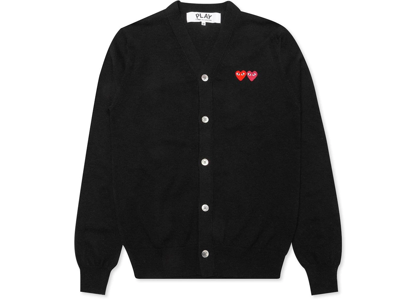 Comme des Garcons Play Double Heart Cardigan Sweater Black