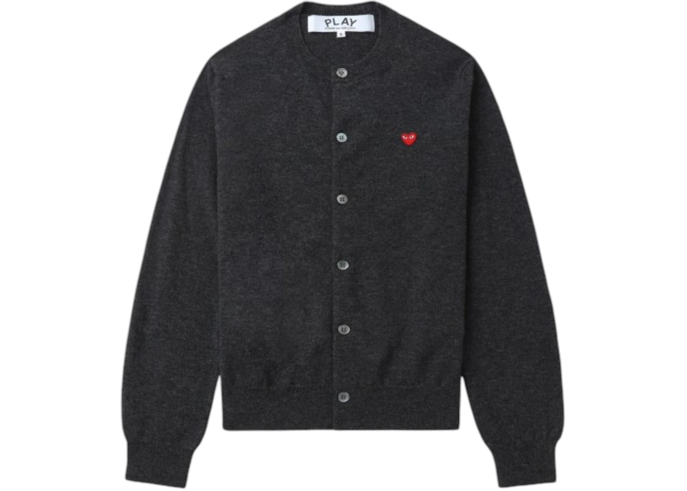 Comme des Garcons PLAY Small Heart Emblem Cardigan Sweater Grey