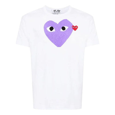 COMME des GARCONS PLAY SS25 Red Heart Printed Purple Heart T-Shirt 'White'