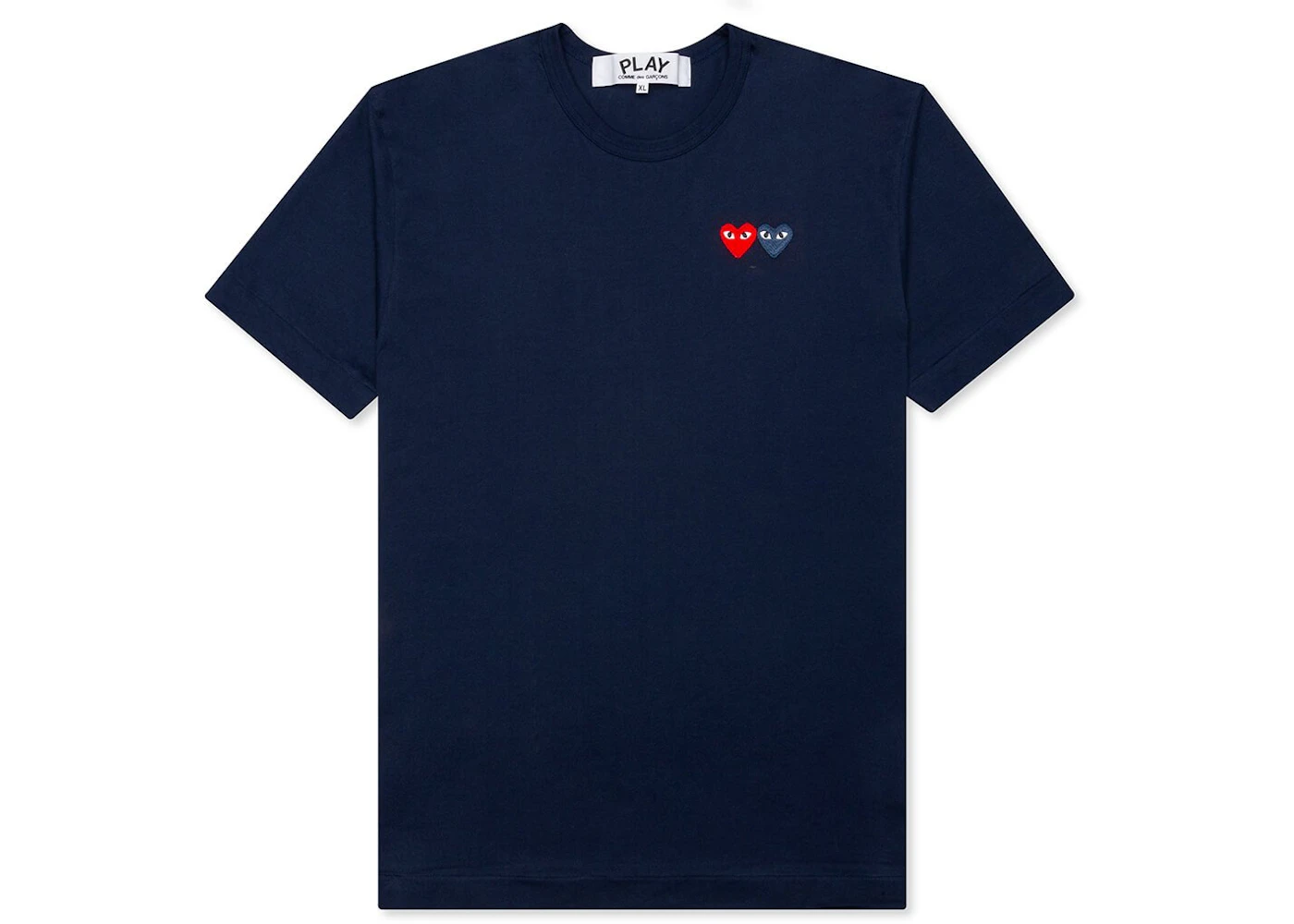 Comme des Garcons Play Double Hearts T-shirt Navy