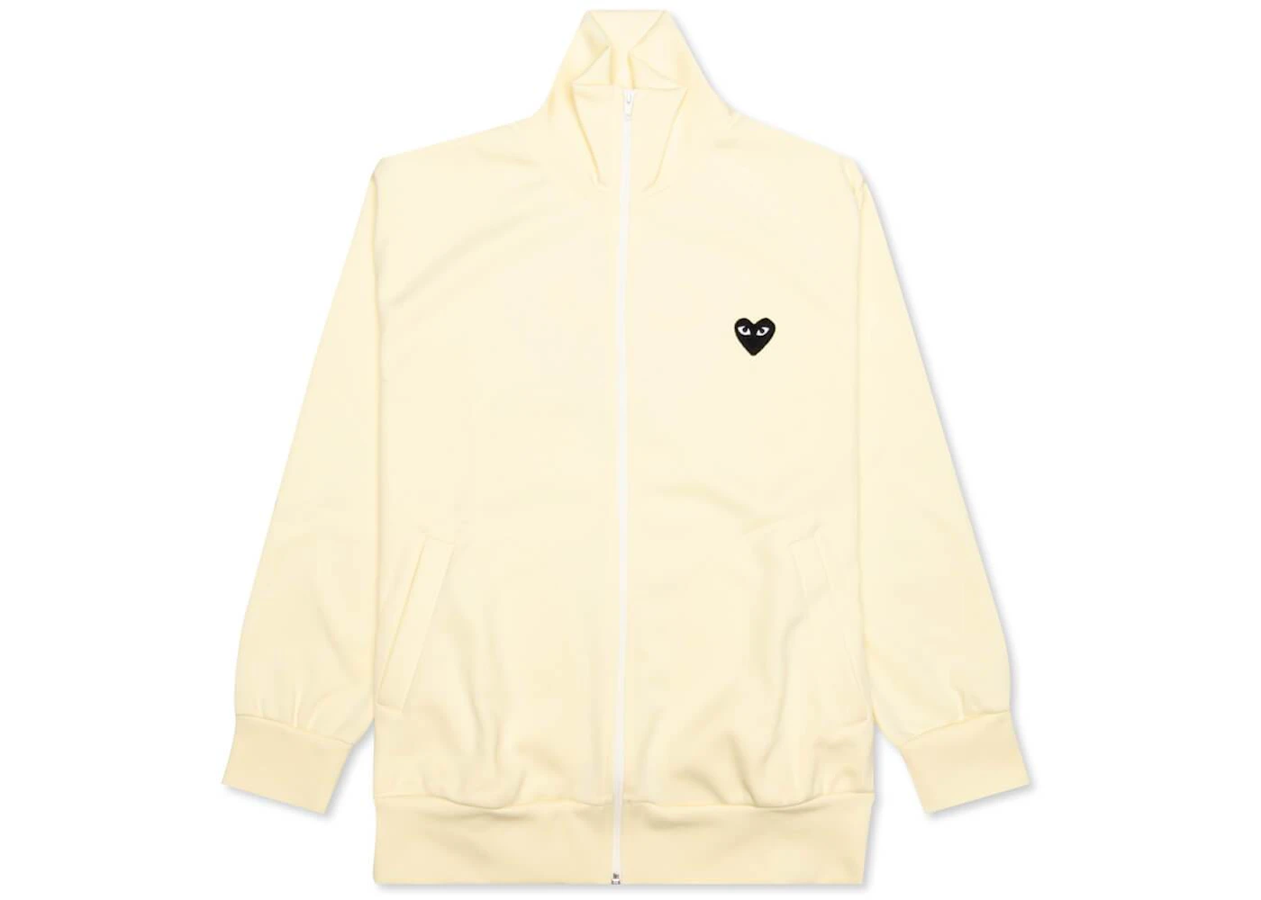 Comme des Garcons Play Big Black Heart Zip Up Sweatshirt Ivory
