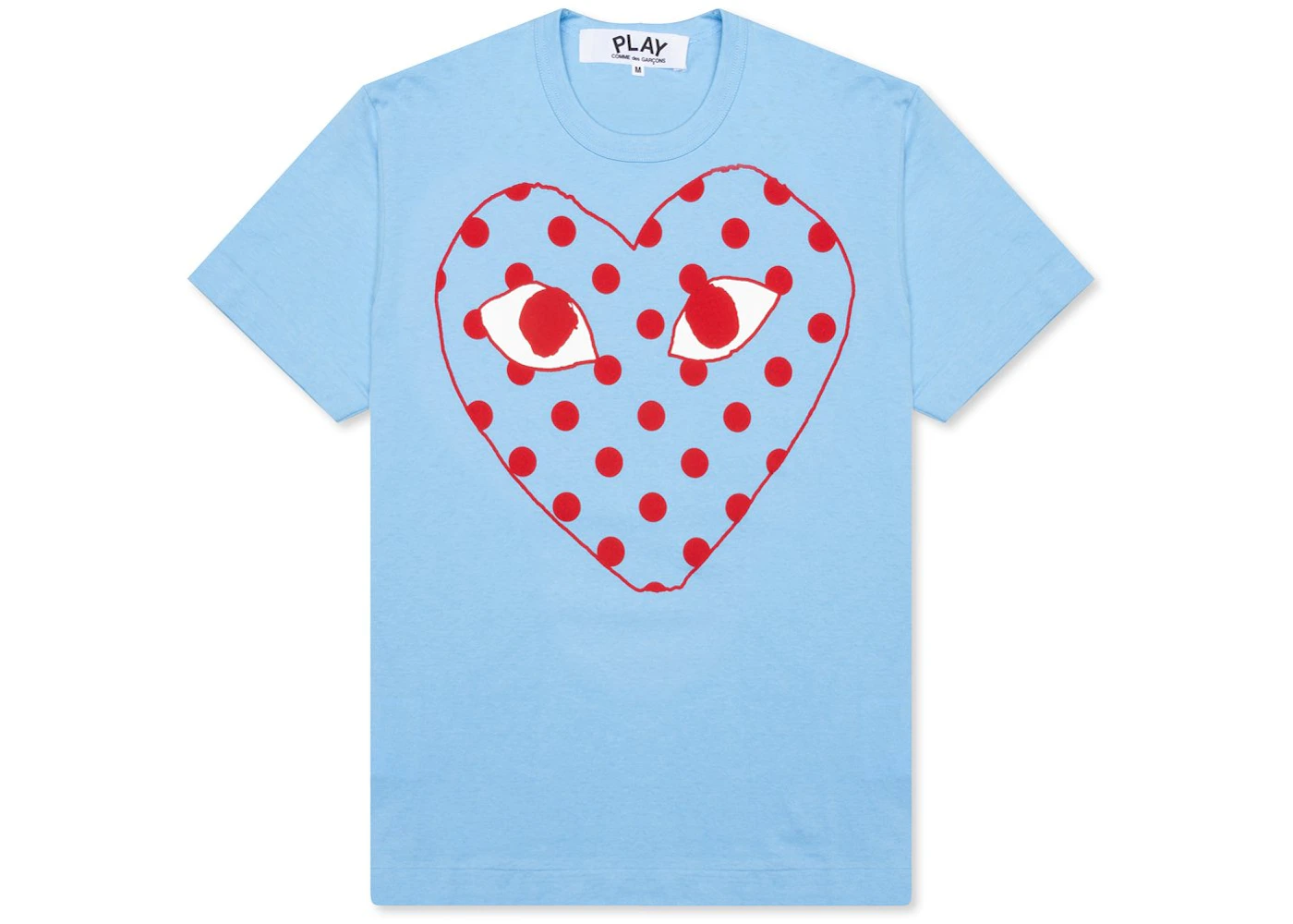 Comme des Garcons Play Pastelle Polka Dot Red Heart T-shirt Blue