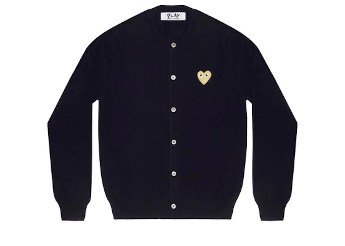 Comme des Garcons Play Women's Gold Heart Knit Cardigan Sweater Navy