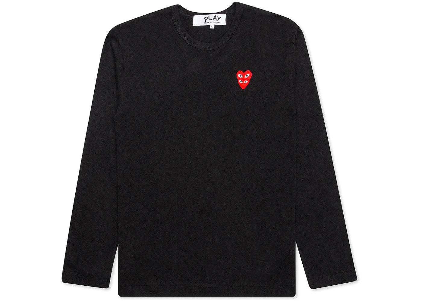 Comme des Garcons Play Red Stacked Heart L/S T-shirt Black