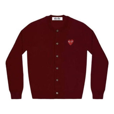 (WMNS) COMME des GARCONS PLAY Knit Cardigan Red Emblem 'Burgundy'