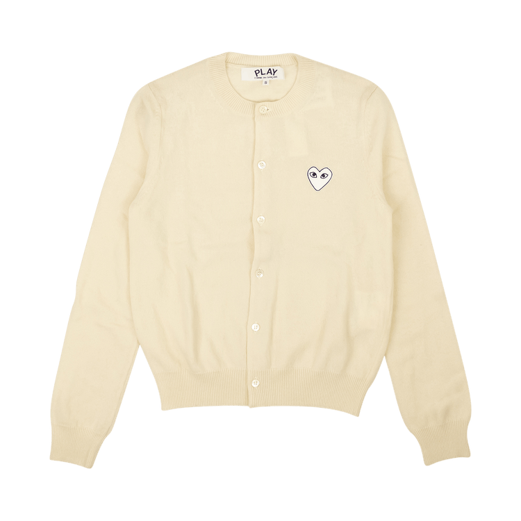 Comme des Garçons Wool Knit Heart Cardigan 'White'