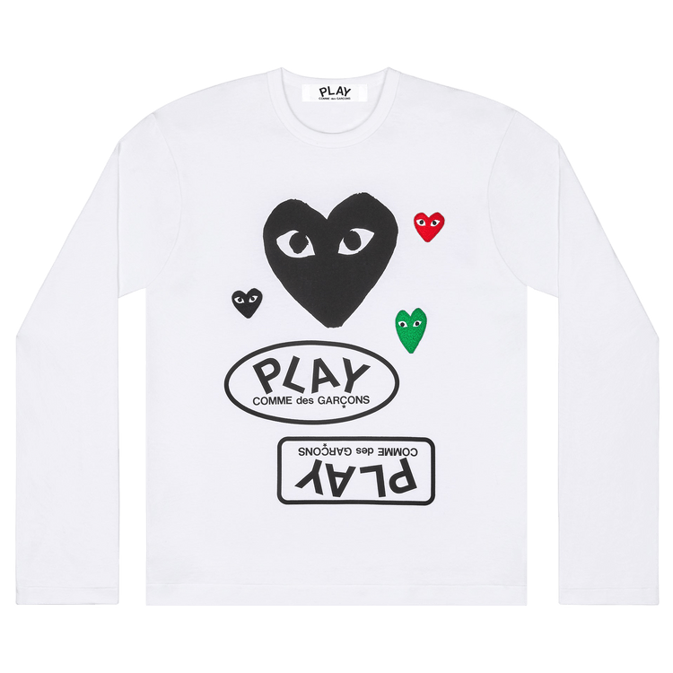 Comme des Garçons PLAY Multi Logo Long-Sleeve T-Shirt 'White'