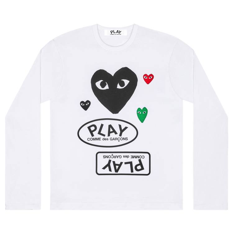 Comme des Garçons PLAY Multi Logo Long-Sleeve T-Shirt 'White'