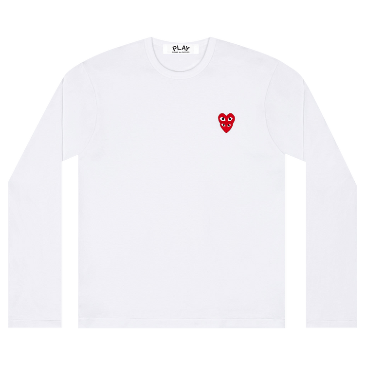 Comme des Garçons PLAY Double Heart Logo Long-Sleeve Tee 'White'