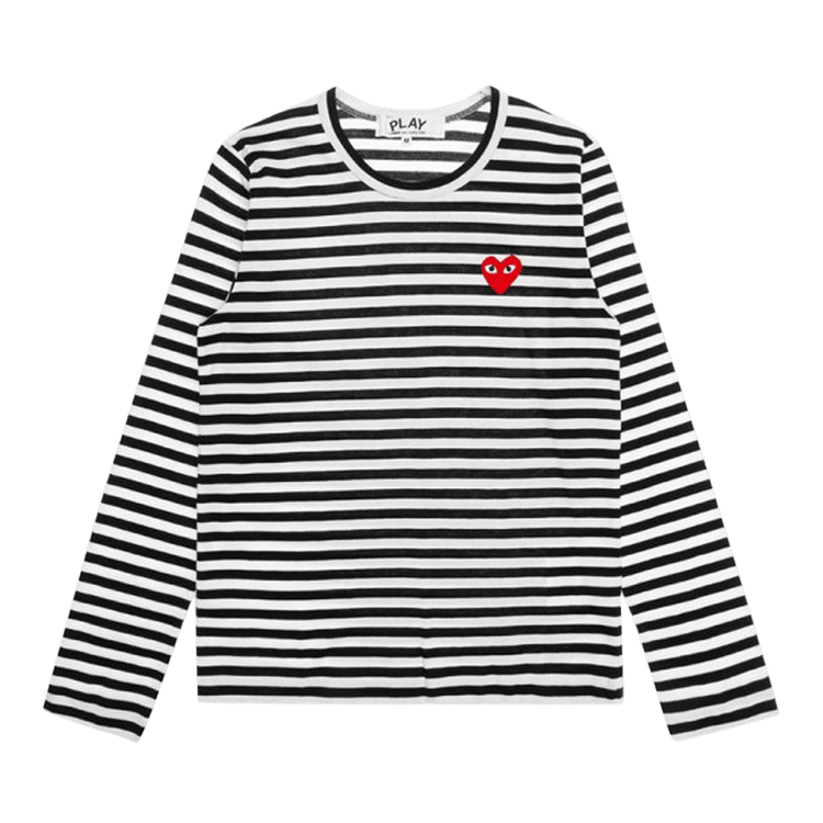 Comme Des Garçons Play Striped Heart Long-Sleeve T-Shirt 'Black/White'