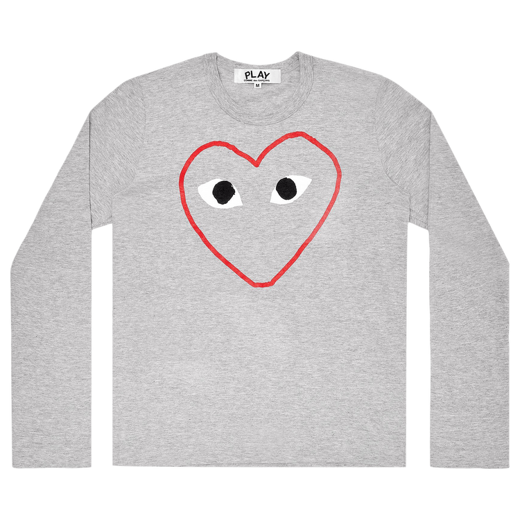 Comme des Garçons PLAY Grey Heart Logo Long-Sleeve Tee 'Grey'
