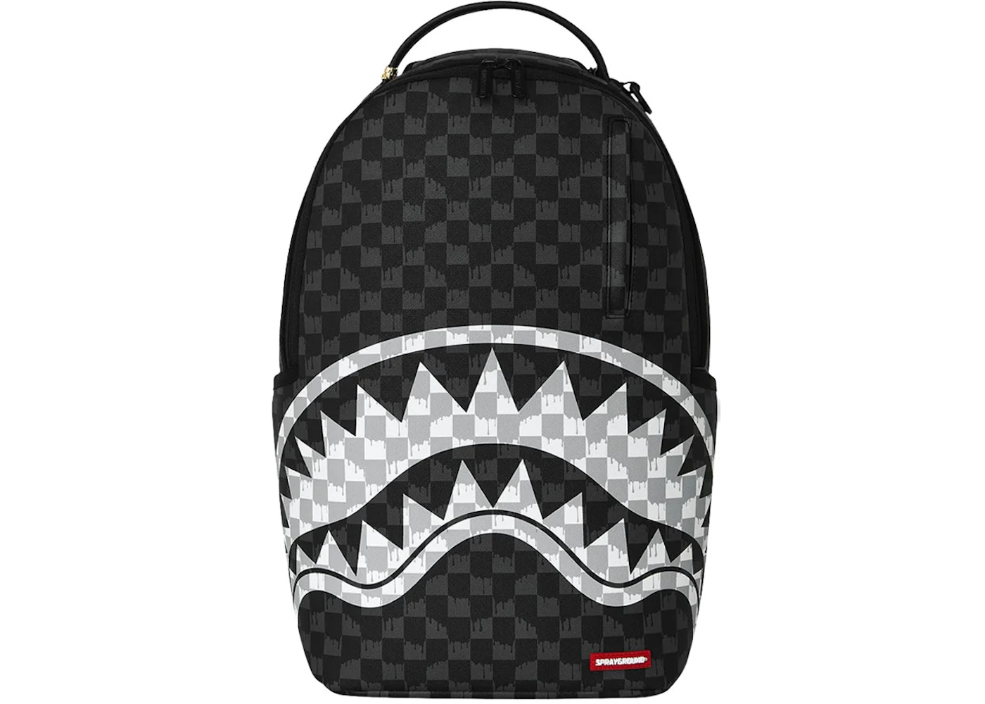 Sprayground Black And White Drip Check Shark Backpack Multicolor