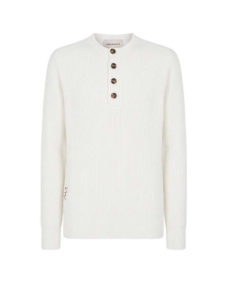 Amaranto Ribbed Henley Knitted Sweater