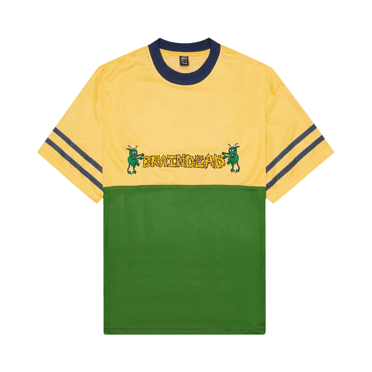 Brain Dead Paneled Football Mesh Shirt 'Yellow'