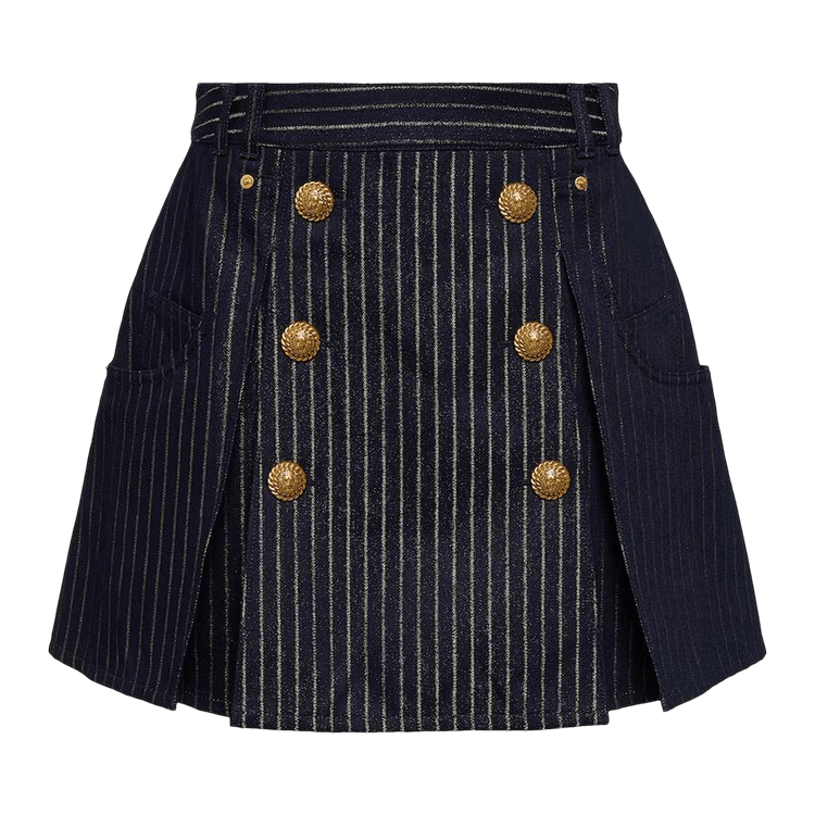 Balmain Pinstripe Button Detailed Skirt 'Blue'