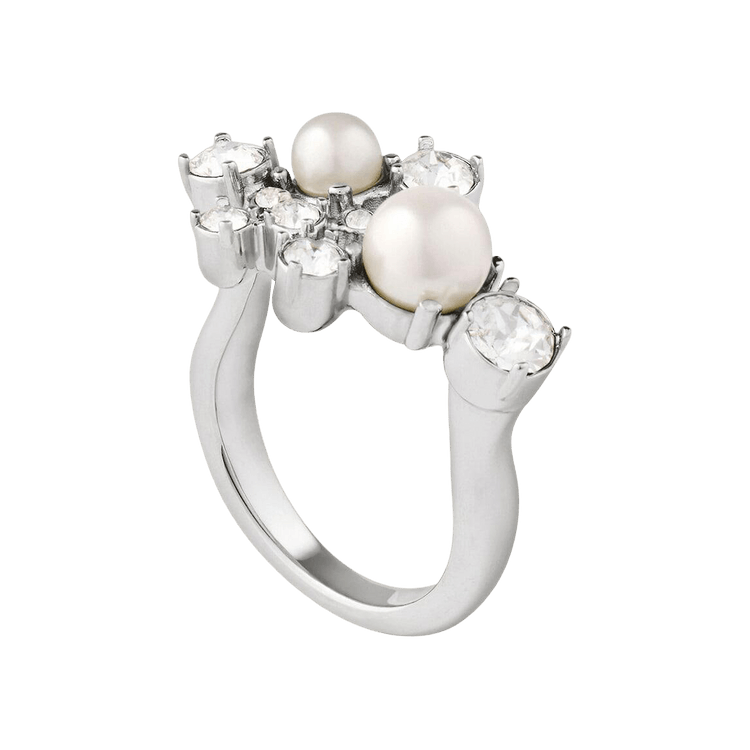 Givenchy Crystal Pearl Mixed Ring 'White/Silvery'
