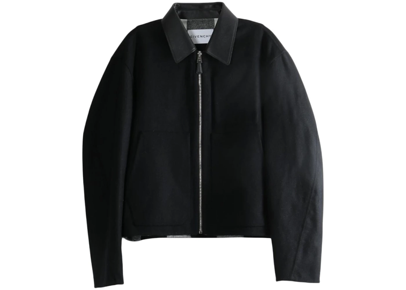 Givenchy Blouson With Leather Collar Top Cream/Black