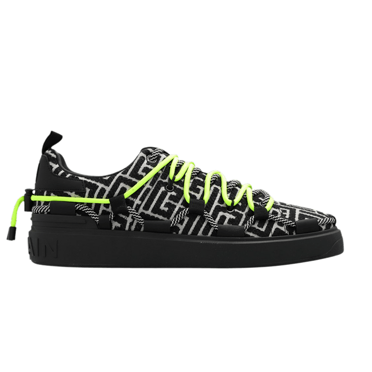 Balmain B-Court 'Monogram - Ivoire Noir Jaune Fluo'