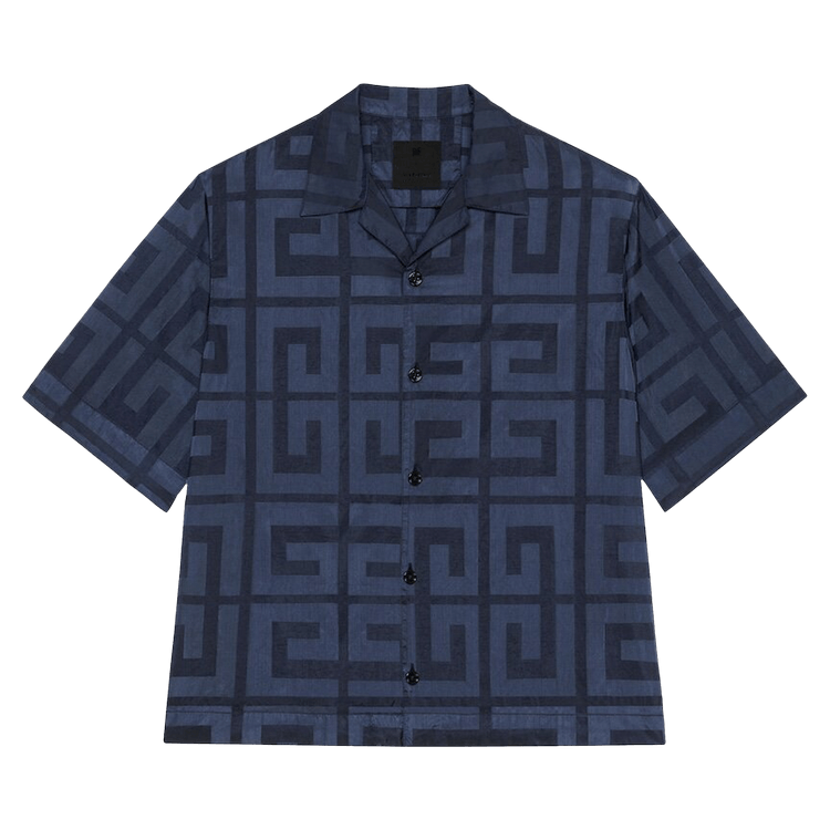 Givenchy 4G Boxy Fit Shiny Hawaiian Shirt 'Navy'