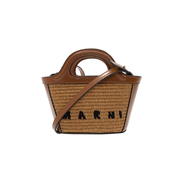 Marni Mini Logo Woven Tote Bag 'Brown'