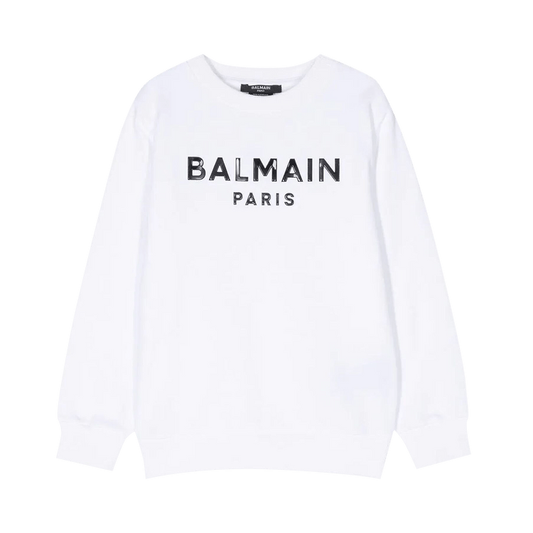 Balmain Kids Logo Printed Crewneck Sweatshirt 'White'