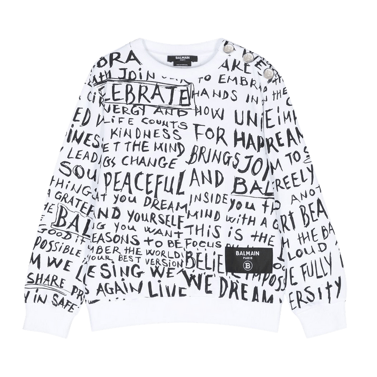 Balmain Kids Graphic Print Long-Sleeve T-shirt 'White'