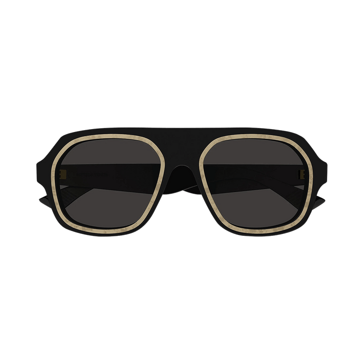 Bottega Veneta Rim Aviator Sunglasses 'Black/Grey'