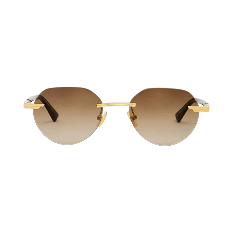 Bottega Veneta Gold Round Sunglasses 'Gold/Brown'