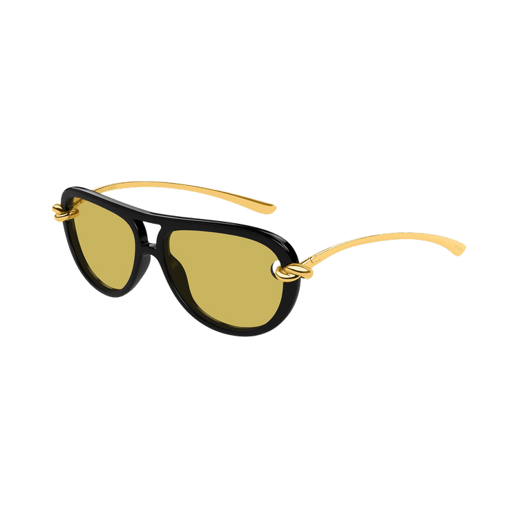 Bottega Veneta Knot Aviator Sunglasses 'Black/Yellow'
