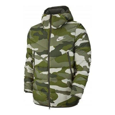 Nike Stay Warm Casual Camouflage hooded down Jacket US Edition Green Camouflage