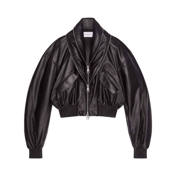 Givenchy Zipped Shawl Collar Leather Bomber Jacket 'Black'