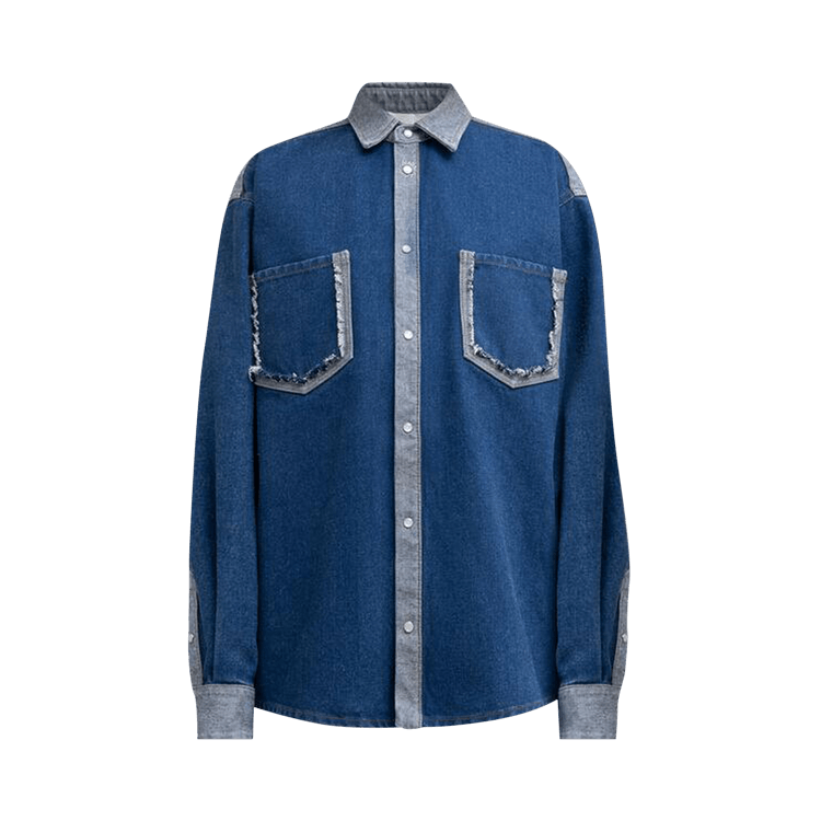Marni Bleached Coated Denim Shirt 'Ocean'