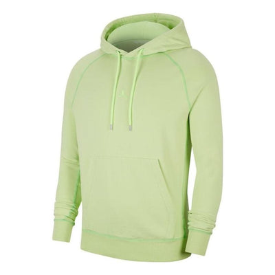Men's Air Jordan Wings Logo Solid Color Hooded Pullover Long Sleeves Green
