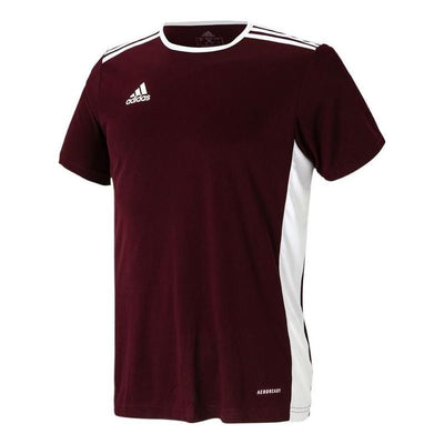adidas Stripe Printing Brand Logo Colorblock Round Neck Short Sleeve Red
