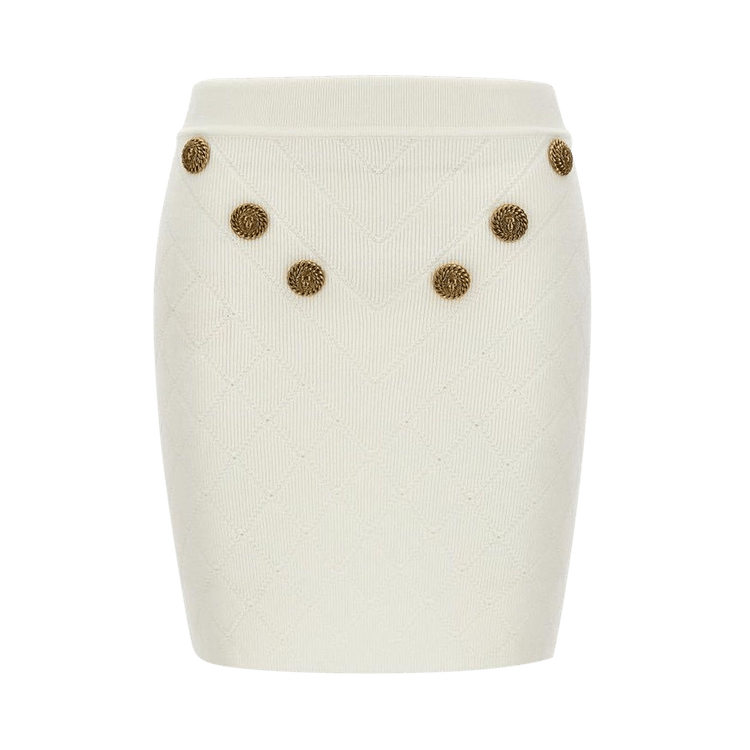 Balmain 6 Button Knit Skirt 'White'