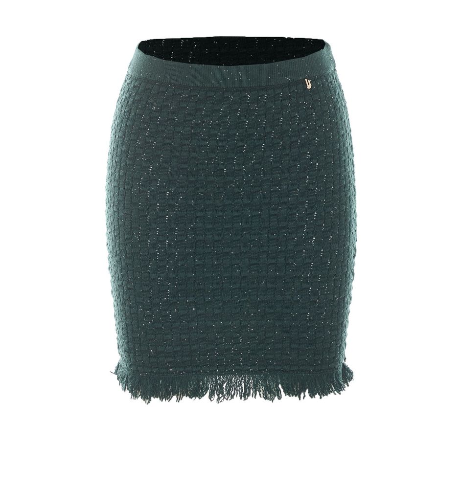 Liu Jo Sequined Fringed Knitted Skirt