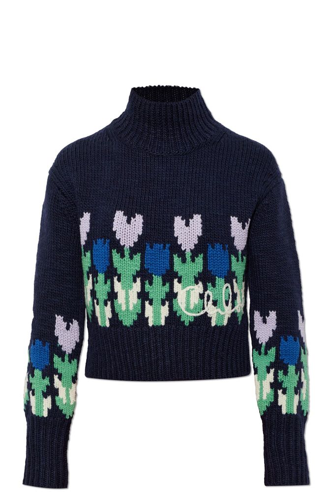 Chloé Floral Turtleneck Knitted Sweater