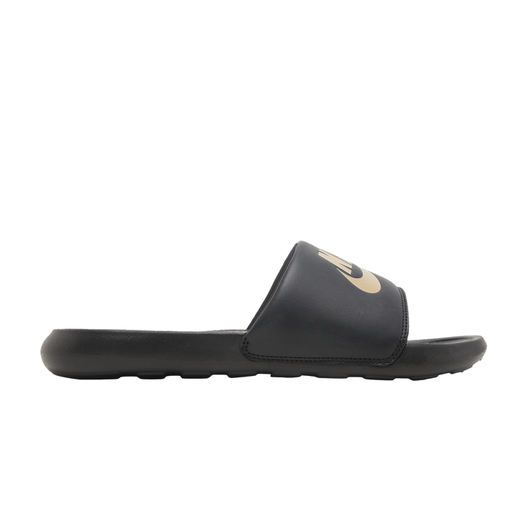 Nike Victori One Slide 'Black Metallic Gold'