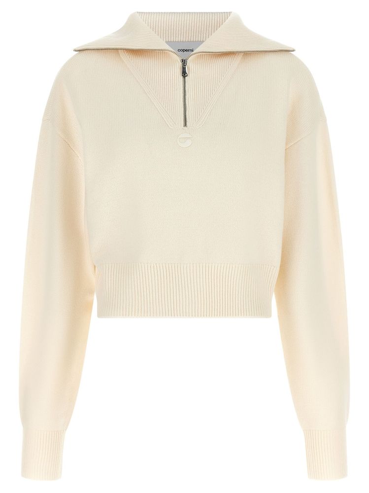 Coperni Cropped Half-Zip Knitted Jumper