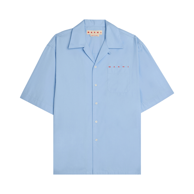 Marni Boxy Fit Logo Bowling Shirt 'Iris Blue'
