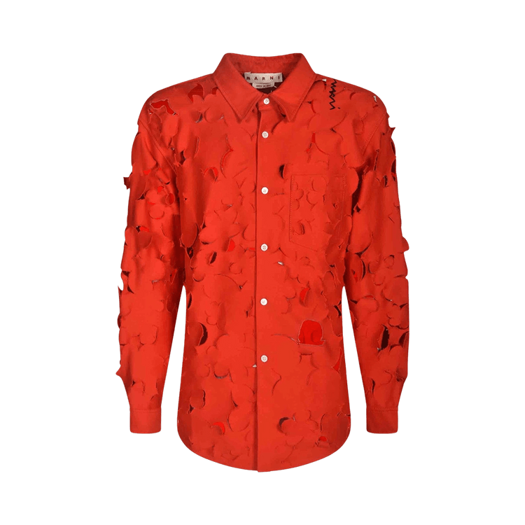 Marni Embroidered Rover Flowers Cut Out Shirt 'Red'