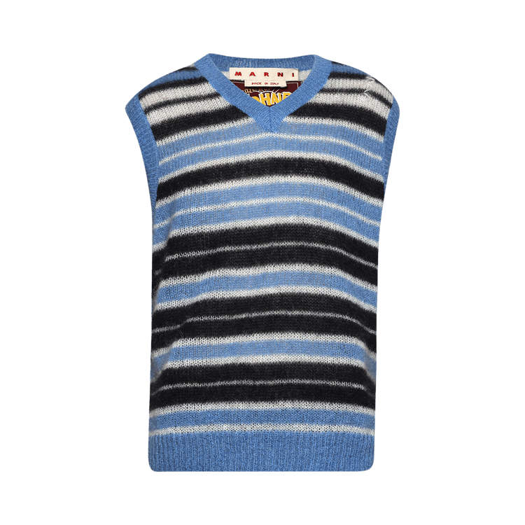 Marni Brushed Mohair Stripe Gilet 'Blue/Lilac'