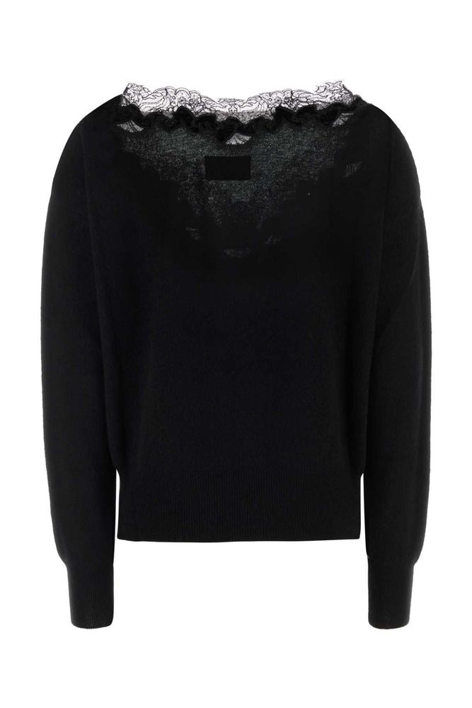 Ermanno Scervino Lace-Trim V-Neck Knitted Sweater