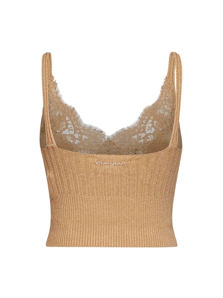 Ermanno Firenze Ribbed Lace Knitted Top