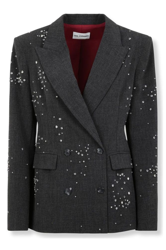 DES Phemmes Crystal-Embellished Double-Breasted Blazer